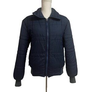 Ossi Ski Wear Mens Vintage Navy Blue Puffer Zip Up Jacket Small Medium Pockets